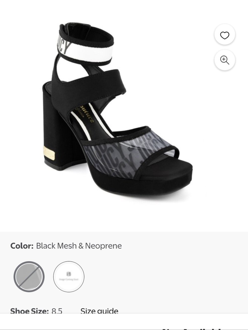 Juicy Couture Black Mesh & Neoprene Strappy Platform Heel